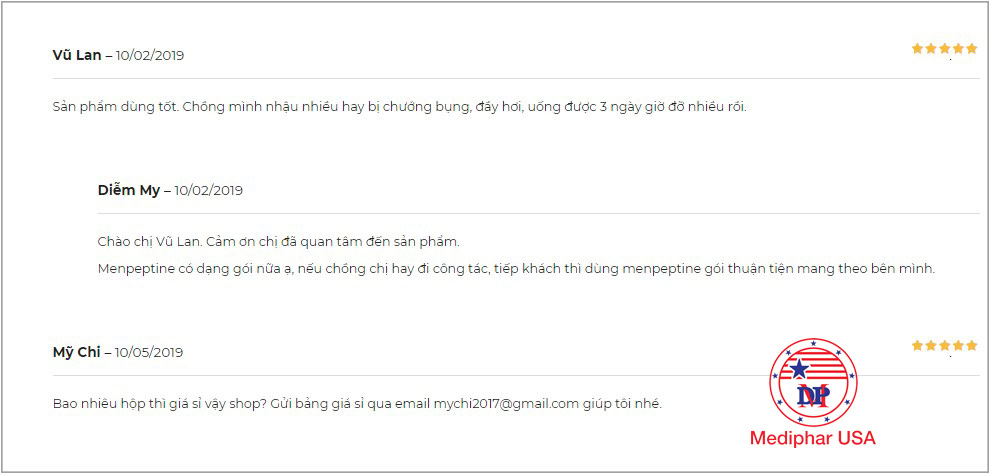 Đánh giá về men tiêu hóa Menpeptine