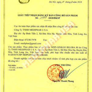 Giấy phép công bố sản phẩm MDP-Ginkgo Biloba 80