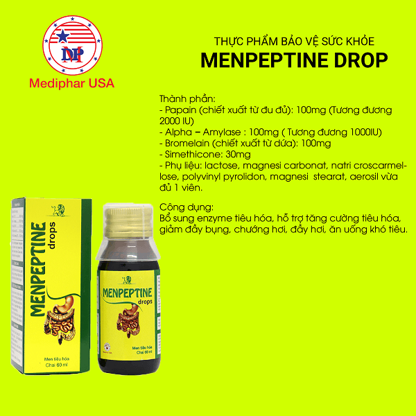 tác dụng của men tiêu hóa menpeptine drops