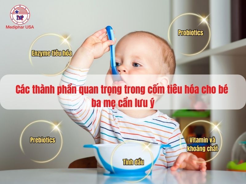 Các thành phần trong cốm tiêu hóa tốt cho bé