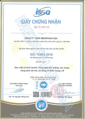 giấy chứng nhận iso 2016 của Mediphar USA