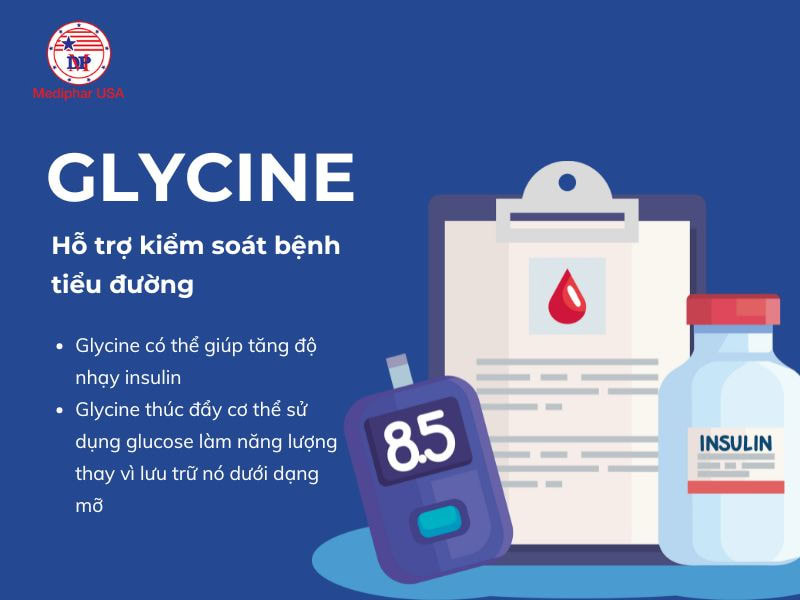 Glycine là gì? Tất cả những điều bạn cần biết về axit amin này Glycine giúp tăng độ nhạy insulin, thúc đẩy cơ thể sử dụng glucose làm năng lượng.