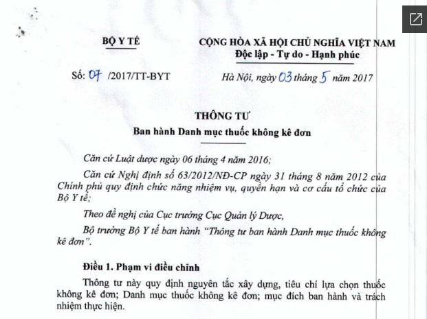 Thông Tư 07 Thuốc Không Kê Đơn