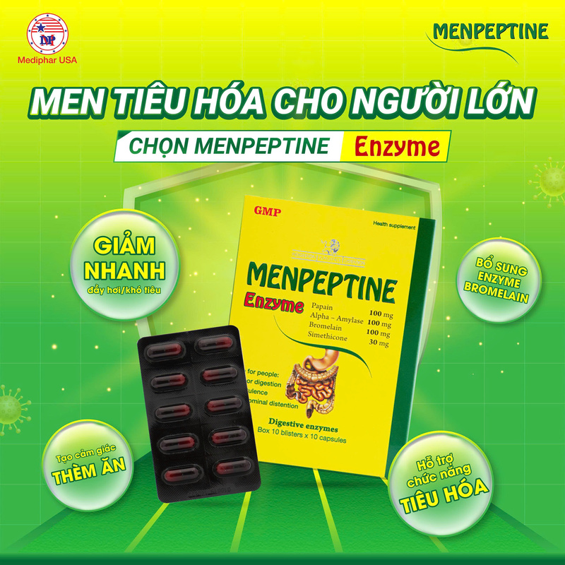 10+ men tiêu hóa cho người lớn được tin dùng hiện nay Men tiêu hóa cho người lớn Menpeptine Enzyme