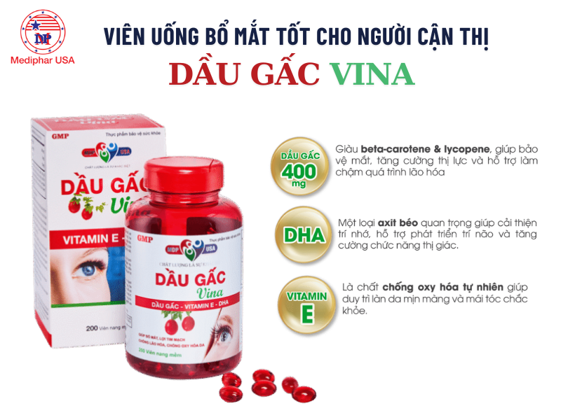 Viên uống dầu gấc Vina tốt cho người cận