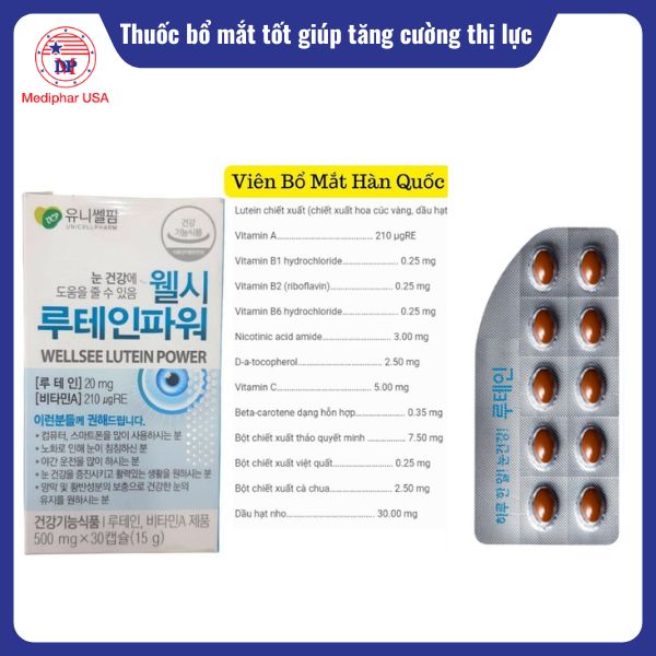 Thuốc bổ mắt Lutein Power Wellsee của Hàn Quốc