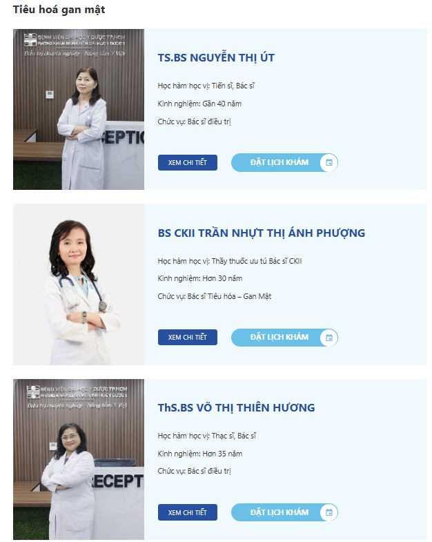 Danh sách 8 bệnh viện khám tiêu hóa tốt tại TPHCM Danh sách bác sĩ khoa tiêu hóa ở Bệnh viện Đại học Y Dược