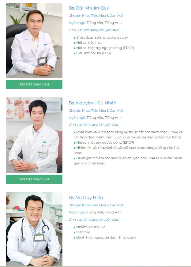 Danh sách 8 bệnh viện khám tiêu hóa tốt tại TPHCM Danh sách bác sĩ khoa tiêu hóa giỏi ở Bệnh viện Pháp Việt