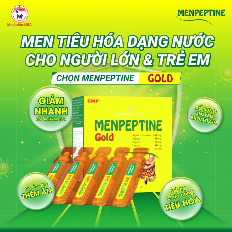 Lợi khuẩn là gì? Các nhóm lợi khuẩn phổ biến và lợi ích với sức khỏe Men tiêu hóa dạng nước cho người lớn và trẻ em Menpeptine Gold