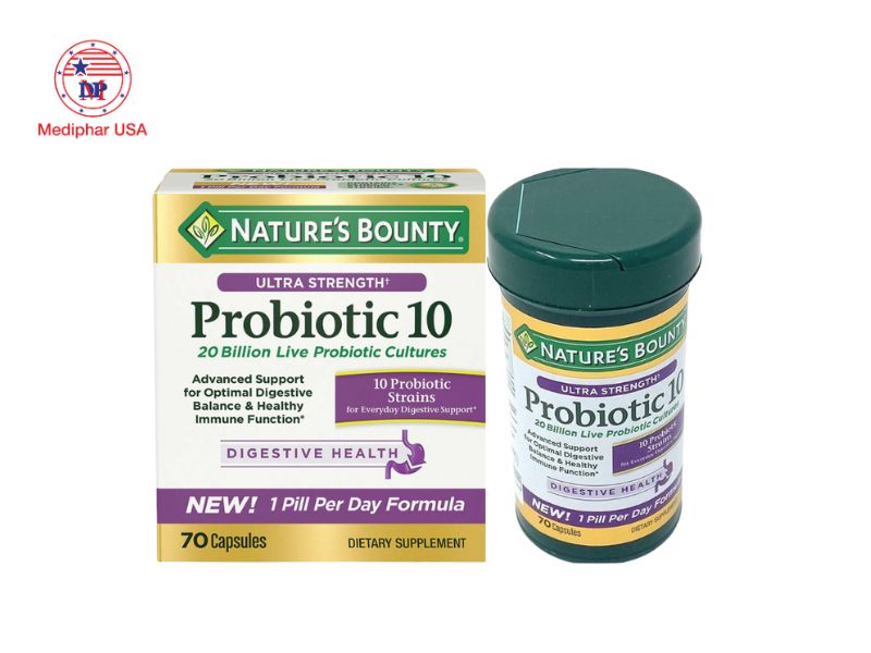 10+ Men tiêu hóa dạng viên nén tốt cho đường ruột Men vi sinh Nature’s Bounty Ultra Strength Probiotic 10