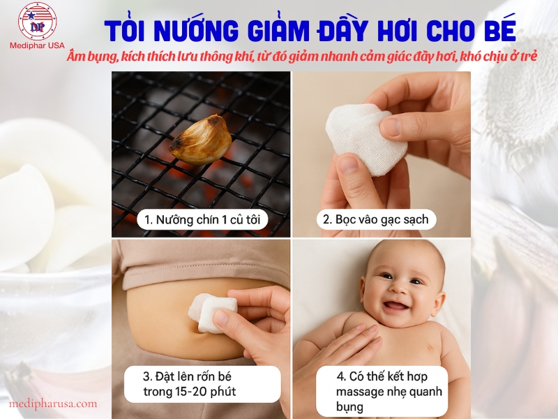 10+ Mẹo dân gian chữa đầy hơi cho trẻ sơ sinh hiệu quả tại nhà Dùng tỏi tươi làm ấm bụng, giảm đầy hơi cho trẻ sơ sinh