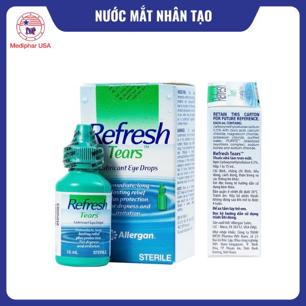 Nước mắt nhân tạo Refresh Tears giúp làm giảm cảm giác khó chịu, nóng rát
