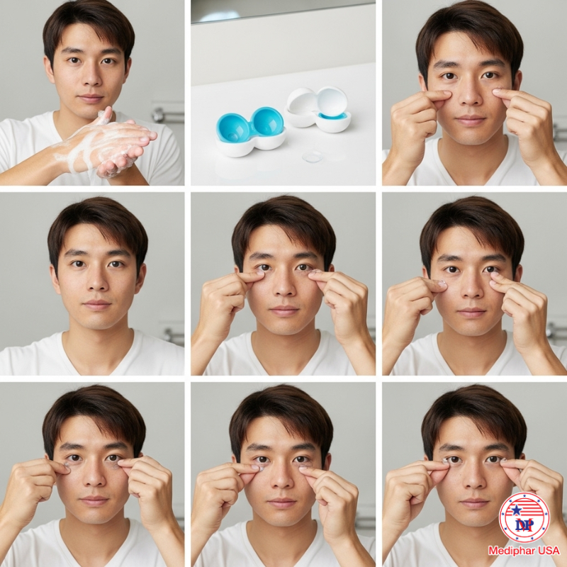 Có thể dùng tay đã rửa sạch hoặc kẹp chuyên dụng để tháo lens ra