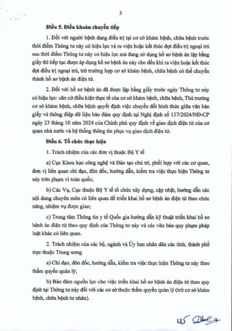 THÔNG TƯ: Hướng dẫn triển khai hồ sơ bệnh án điện tử