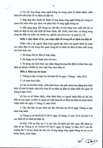 THÔNG TƯ: Hướng dẫn triển khai hồ sơ bệnh án điện tử