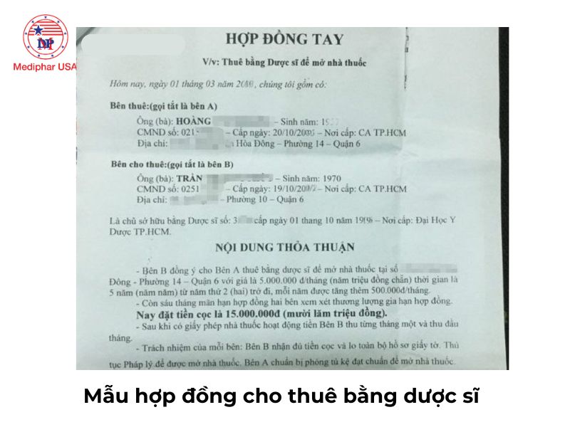 Quy định về hợp đồng thuê bằng dược sĩ 2025 Mẫu thuê bằng dược sĩ lưu hành không hợp pháp