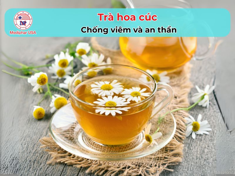 Uống nước gì để tiêu hóa nhanh? 11 loại đồ uống hỗ trợ hệ tiêu hóa hoạt động khỏe mạnh Trà hoa cúc là loại thảo mộc an toàn phù hợp với nhiều đối tượng