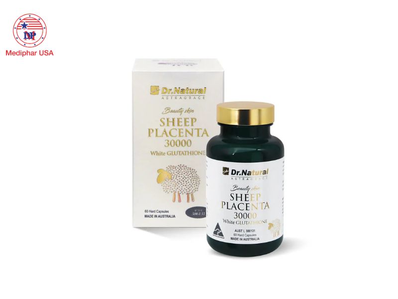 20+ viên uống trắng da hiệu quả hiện nay Dr Natural Beauty skin Sheep placenta 30000 White Glutathione