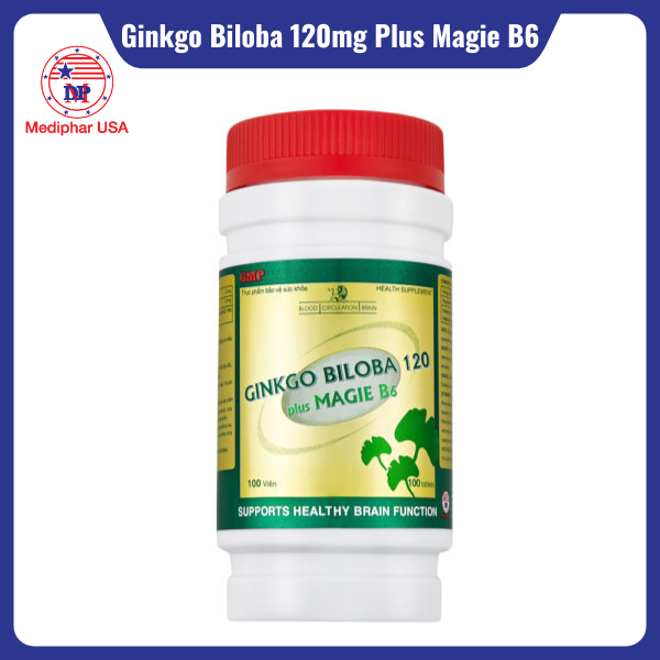 10 loại thuốc bổ não của Nhật tốt đang có mặt trên thị trường Ginkgo Biloba 120mg Plus Magie B6 Mediphar USA