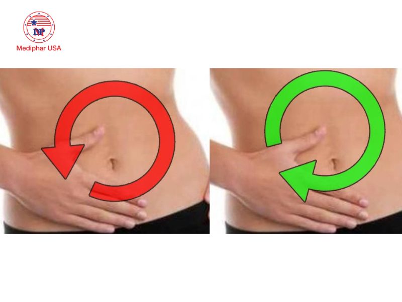 Xoa bụng ngược chiều kim đồng hồ vô tình làm tệ hơn tình trạng đầy hơi