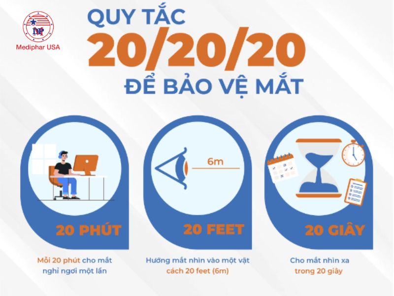 5 cách chống mỏi mắt khi dùng máy tính hiệu quả Quy tắc 20-20-20 là một phương pháp đơn giản và dễ thực hiện để giảm căng thẳng cho mắt