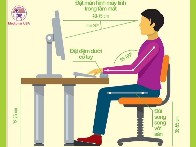 5 cách chống mỏi mắt khi dùng máy tính hiệu quả Tư thế ngồi đúng chuẩn khi dùng máy tính