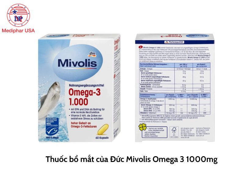 10 thuốc bổ mắt của Đức được tin dùng hiện nay Thuốc bổ mắt của Đức Mivolis Omega 3 1000
