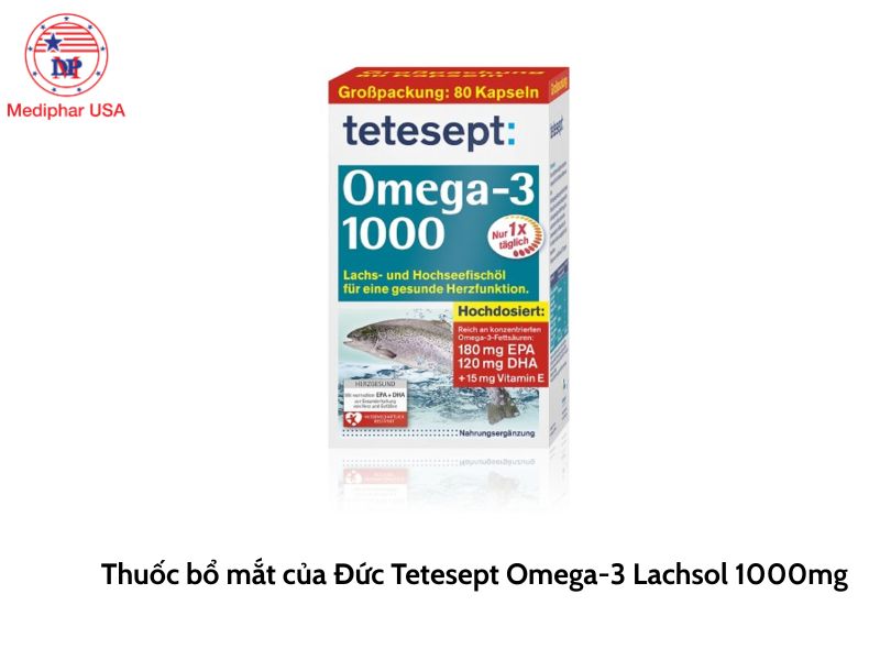10 thuốc bổ mắt của Đức được tin dùng hiện nay Thuốc bổ mắt của Đức Tetesept Omega-3 Lachsol 1000mg