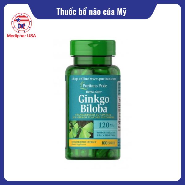 15 thuốc bổ não của Mỹ hiệu quả và được tin dùng hiện nay Ginkgo Biloba Puritan's Pride 120mg