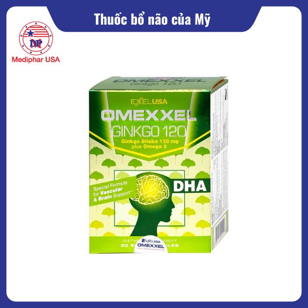 15 thuốc bổ não của Mỹ hiệu quả và được tin dùng hiện nay Viên uống Omexxel Ginkgo 120 ExxelUSA