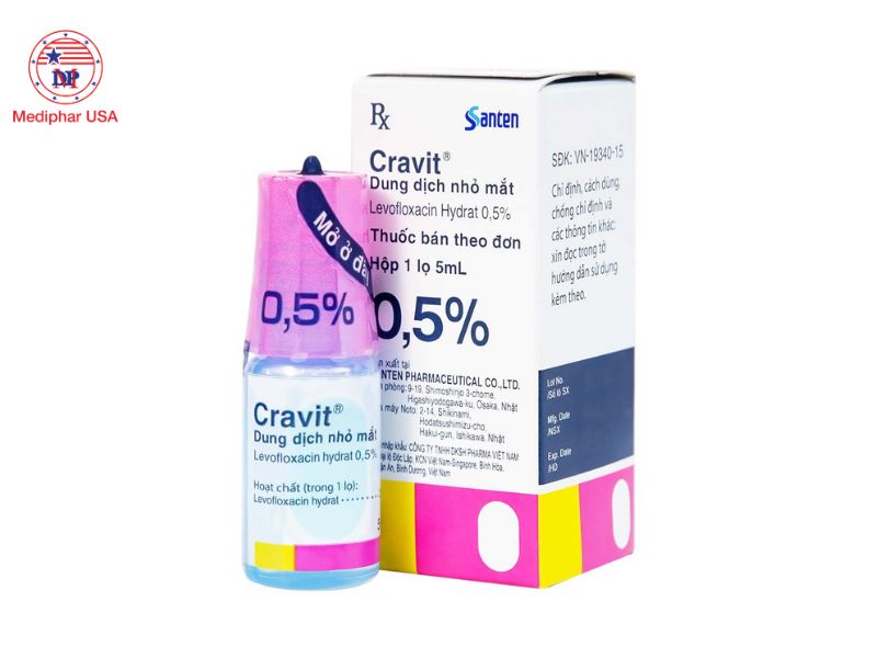 Top 9 loại thuốc nhỏ mắt kháng sinh hiệu quả hiện nay Thuốc nhỏ mắt Cravit 0,5%