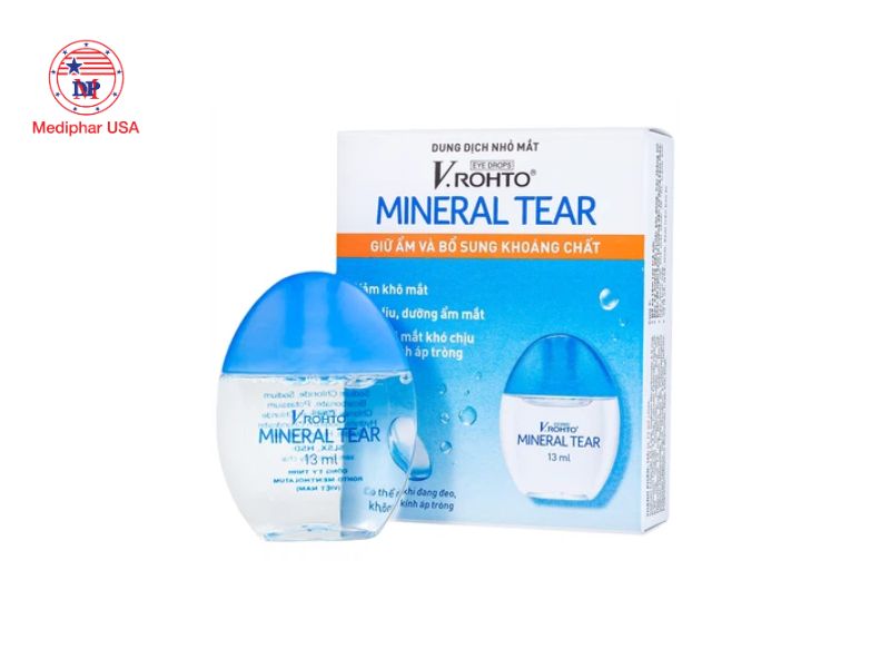Thuốc nhỏ mắt trị đau mắt đỏ cho trẻ em an toàn và hiệu quả Dung dịch nhỏ mắt V.Rohto Mineral Tear