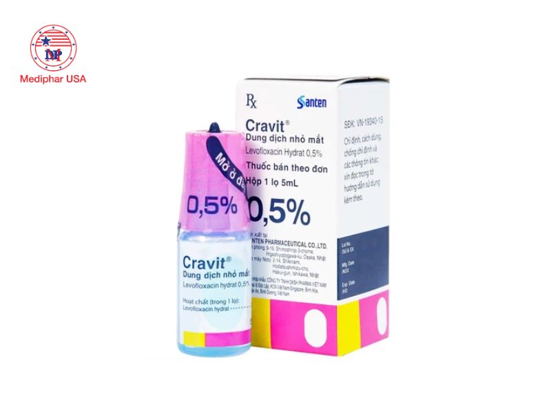 Thuốc nhỏ mắt trị đau mắt đỏ cho trẻ em an toàn và hiệu quả Thuốc nhỏ mắt Cravit 0.5% Santen
