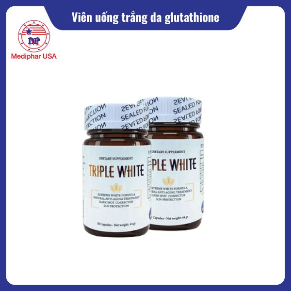 12 viên uống trắng da glutathione hiệu quả, được tin dùng hiện nay Viên uống trắng da glutathione Triple White 50 viên