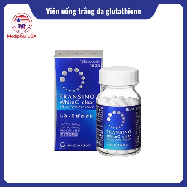12 viên uống trắng da glutathione hiệu quả, được tin dùng hiện nay Glutathione Transino White C Clear 120 viên