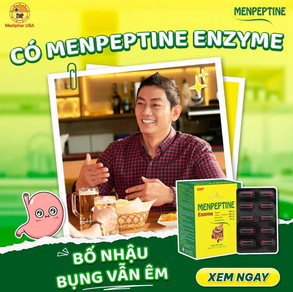 Uống bia bị đầy hơi chướng bụng: Nguyên nhân và giải pháp khắc phục Men tiêu hóa Menpeptine giúp hỗ trợ giảm đầy bụng do uống rượu bia