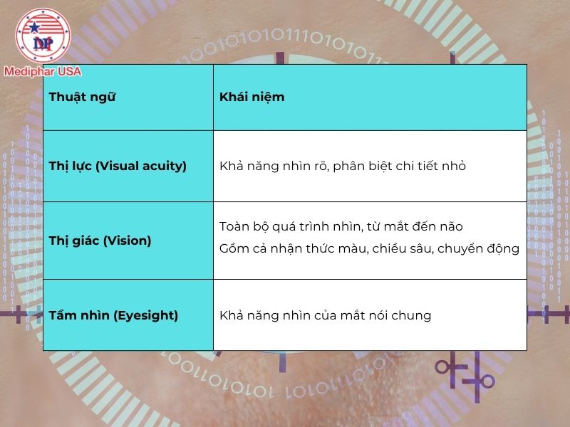 Thị lực là gì? Nguyên nhân, dấu hiệu suy giảm và cách chăm sóc hiệu quả Phân biệt thị lực, thị giác và tầm nhìn