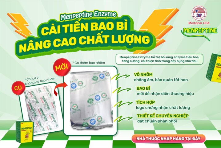 THÔNG BÁO: MENPEPTINE ENZYME CẢI TIẾN BAO BÌ – NÂNG CAO CHẤT LƯỢNG THÔNG BÁO: MENPEPTINE ENZYME CẢI TIẾN BAO BÌ – NÂNG CAO CHẤT LƯỢNG