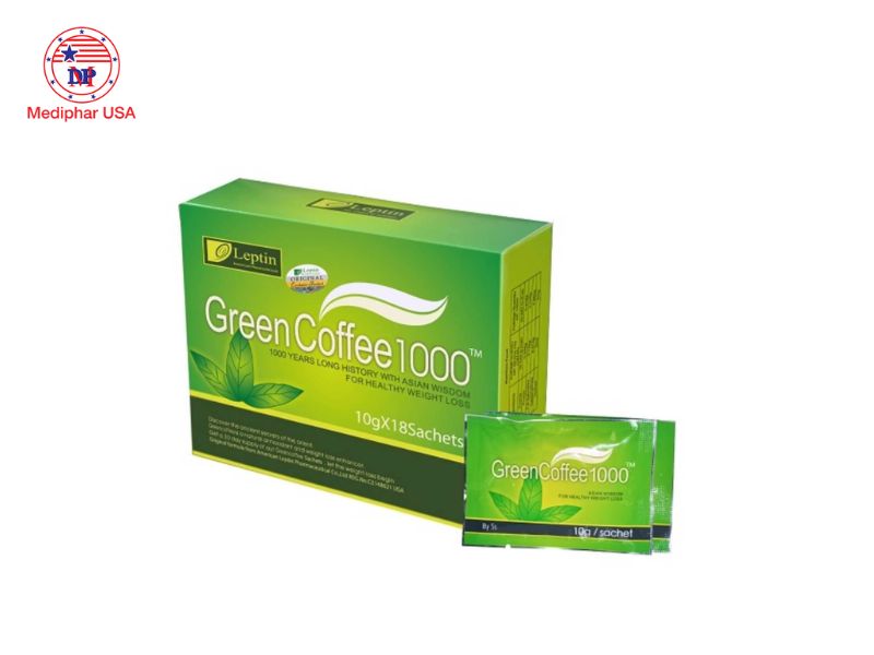 6 loại trà giảm cân của Mỹ tốt có mặt trên thị trường hiện nay Trà Leptin Green Coffee 1000 giảm cân của Mỹ