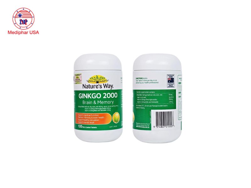 10 loại thuốc bổ não của Úc tốt đang có mặt trên thị trường hiện nay Nature’s Way Ginkgo 2000 Brain & Memory