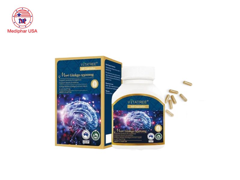 10 loại thuốc bổ não của Úc tốt đang có mặt trên thị trường hiện nay Maxi Ginkgo 9500mg Vitatree