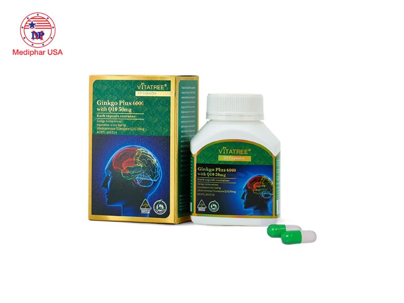 10 loại thuốc bổ não của Úc tốt đang có mặt trên thị trường hiện nay Vitatree Ginkgo Plus 6000 With Q10 50mg