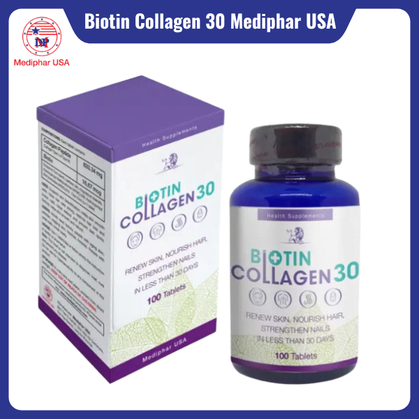 11 loại collagen của Mỹ tốt đang có mặt trên thị trường Biotin Collagen 30 Mediphar USA