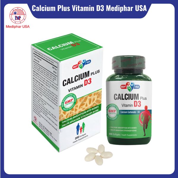Calcium Plus Vitamin D3 Mediphar USA