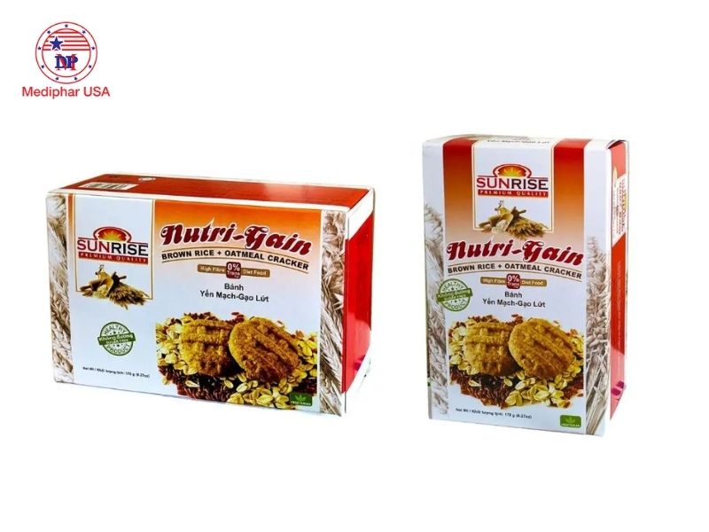 22 loại bánh cho người tiểu đường hạn chế tăng đường huyết Bánh yến mạch gạo lứt Sunrise Nutrigain hộp 178g