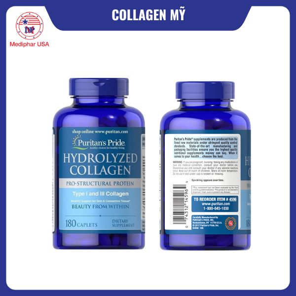 11 loại collagen của Mỹ tốt đang có mặt trên thị trường Puritan's Pride Hydrolyzed Collagen của Mỹ