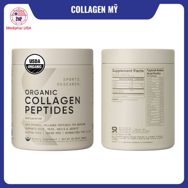 11 loại collagen của Mỹ tốt đang có mặt trên thị trường Collagen của Mỹ Sports Research Collagen Peptides Powder
