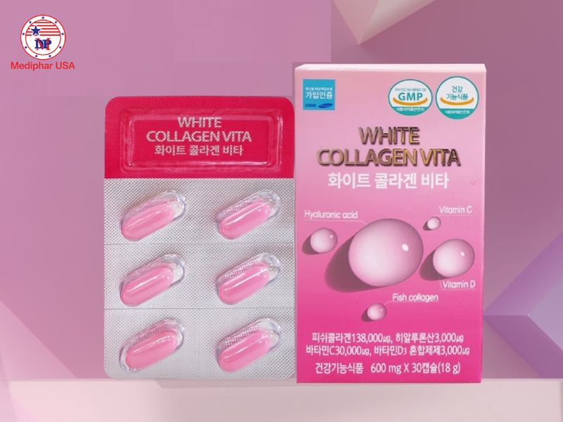 11 loại collagen trắng da tốt đang có mặt trên thị trường Viên uống White Collagen Vita