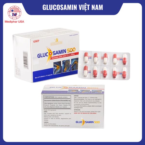 8 loại Glucosamine Việt Nam tốt đang có mặt trên thị trường Glucosamin 500 Mediphar USA