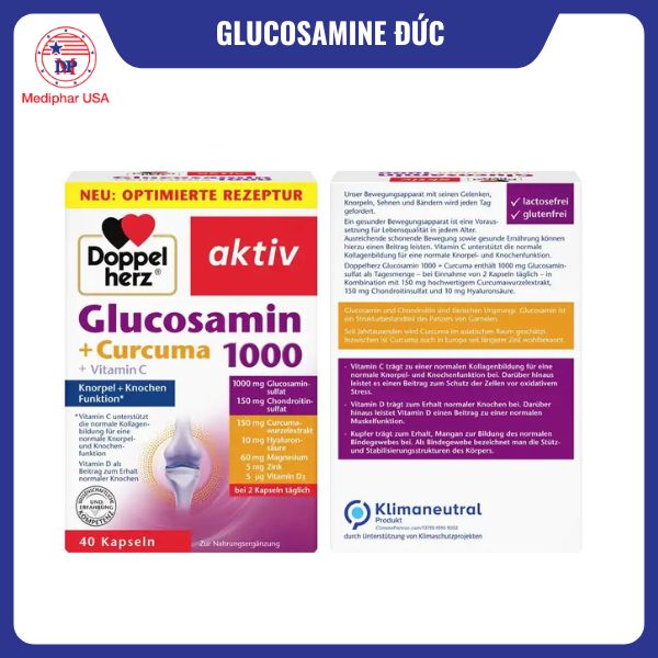 9 loại glucosamine của Đức tốt đang có mặt trên thị trường Doppelherz Glucosamine+Curcuma